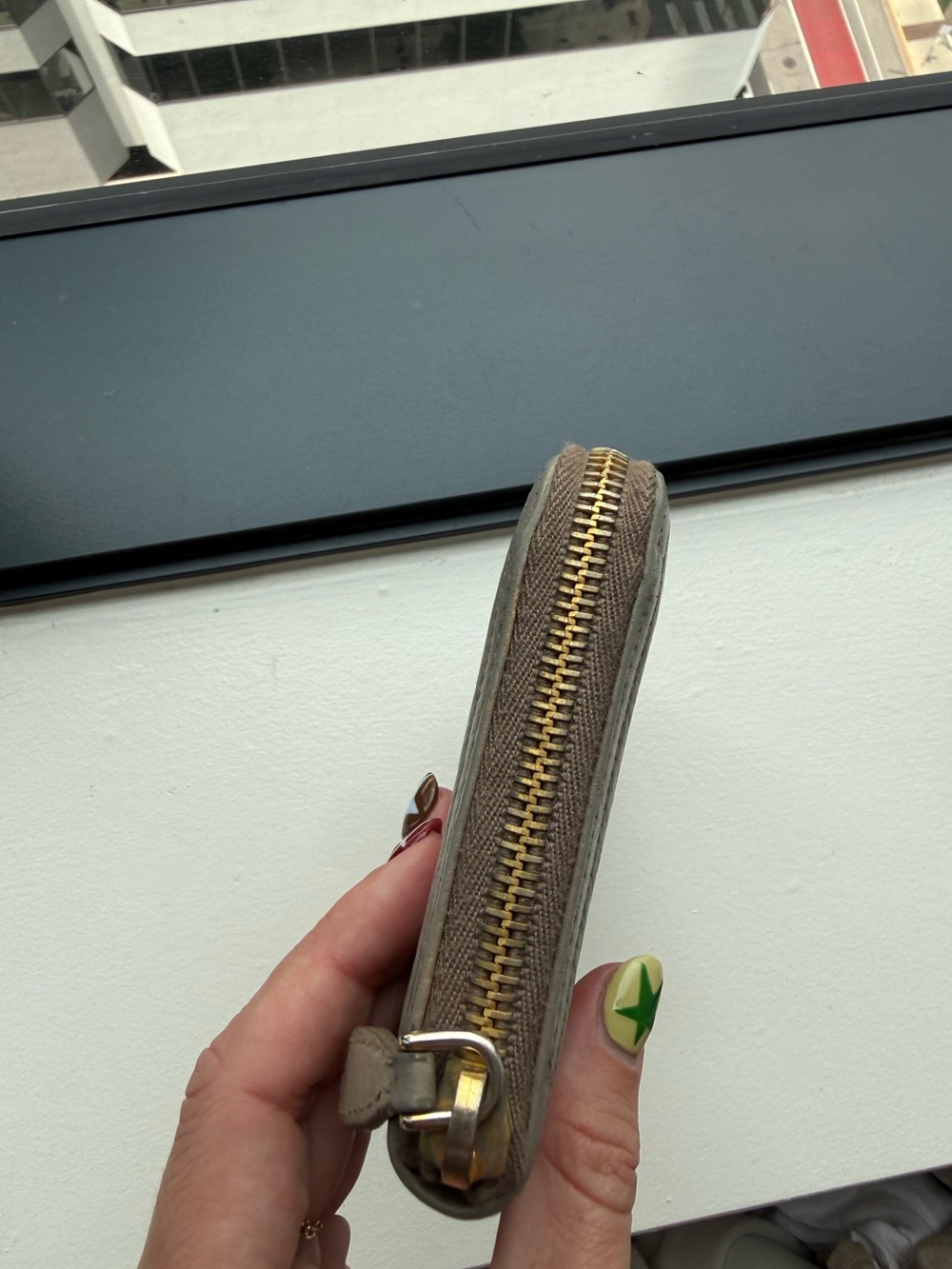 Prada Taupe Leather Zip-Around Wallet with Gold Hardware - Picture 3 of 12